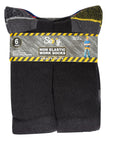 Mens 6 Pack Heavy Duty Non Elastic Work Socks, Safety/Steel Toe Boot Socks - Black
