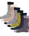 Mens 6 Pack Novelty Socks Cotton Rich Dad Gift - Geometric Design