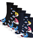 Mens 6 Pack Novelty Socks Cotton Rich Family Gift - Shark Design