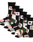 Mens 6 Pack Novelty Cotton Rich Socks - Poker Royal Flush Designs