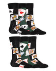 Mens 6 Pack Novelty Cotton Rich Socks - Poker Royal Flush Designs