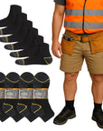 Mens 12 Pack Ankle Heavy Duty Work Socks, Safety/Steel Toe Boot Socks - Black