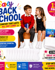 Kids 12 Pack Ankle Cotton Rich Plain School Socks - White