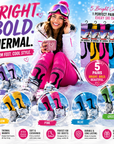 Ladies 5 Pack High Performance Thermal Ski Socks - Multicoloured