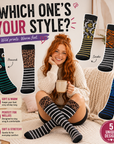 Ladies 5 Pack Wellington Boot Socks - Animal Skin Stripe Designs