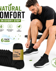 Mens 6 Pack Bamboo Trainer Ankle Socks, Breathable Low Cut Ankle Trainer Sock - Black