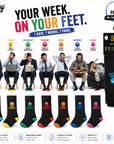 Mens 7 Pack Mood of the Week Novelty Socks - Black with Assorted Heel and Toes