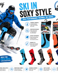 Mens 5 Pack High Performance Thermal Ski Socks - Multicoloured