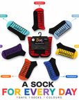 Mens 7 Pack Novelty Socks Cotton Rich Dad Gift, Colour Sole, Heel and Toe - Days of the Week Design