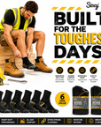 Mens 12 Pack Ankle Heavy Duty Work Socks, Safety/Steel Toe Boot Socks - Black