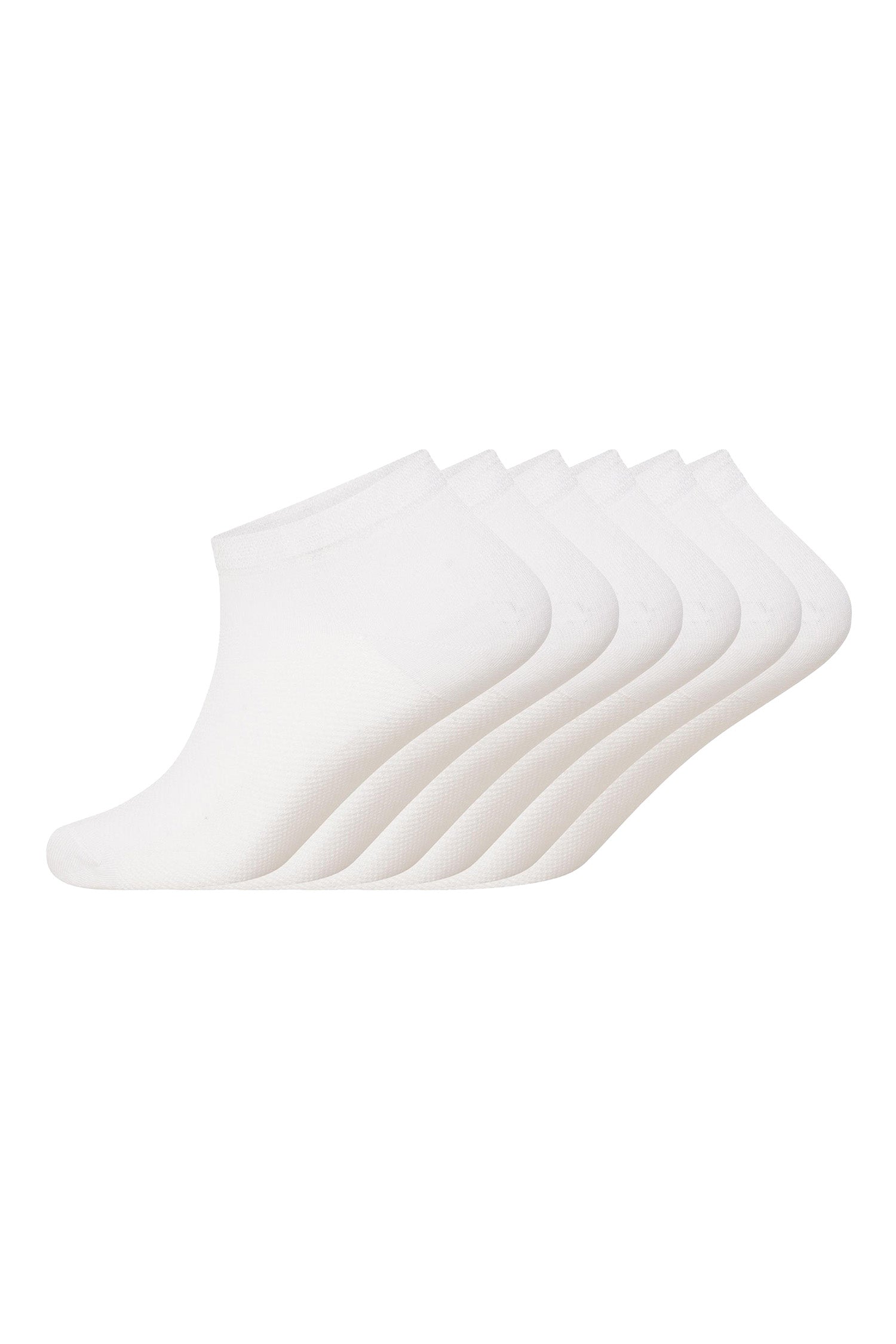 Ladies Bamboo Trainer Ankle Socks, Breathable Low Cut Ankle Trainer Sock - White (6 Pack)