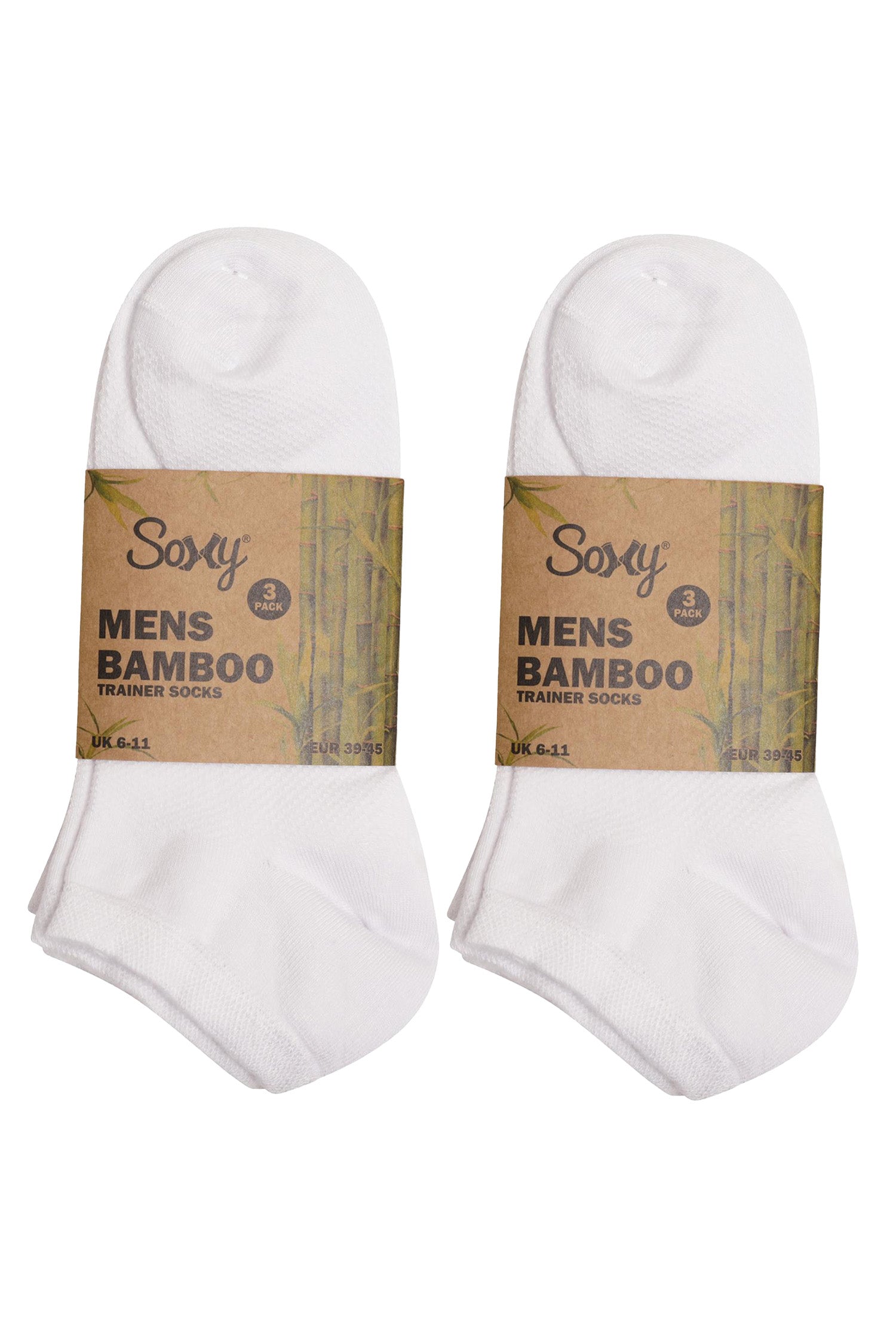Mens 6 Pack Bamboo Trainer Ankle Socks, Breathable Low Cut Ankle Trainer Sock - White