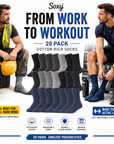 Mens 20 Pack Cotton Rich Sport And Work Socks - Assorted Colours