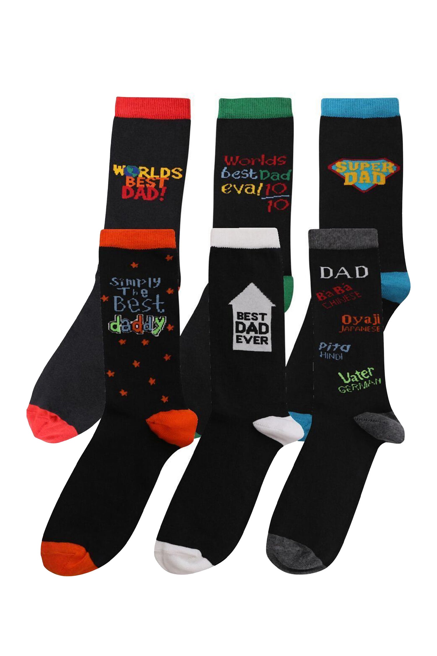 Mens 6 Pack Best Dad: Premium Cotton-Rich Socks