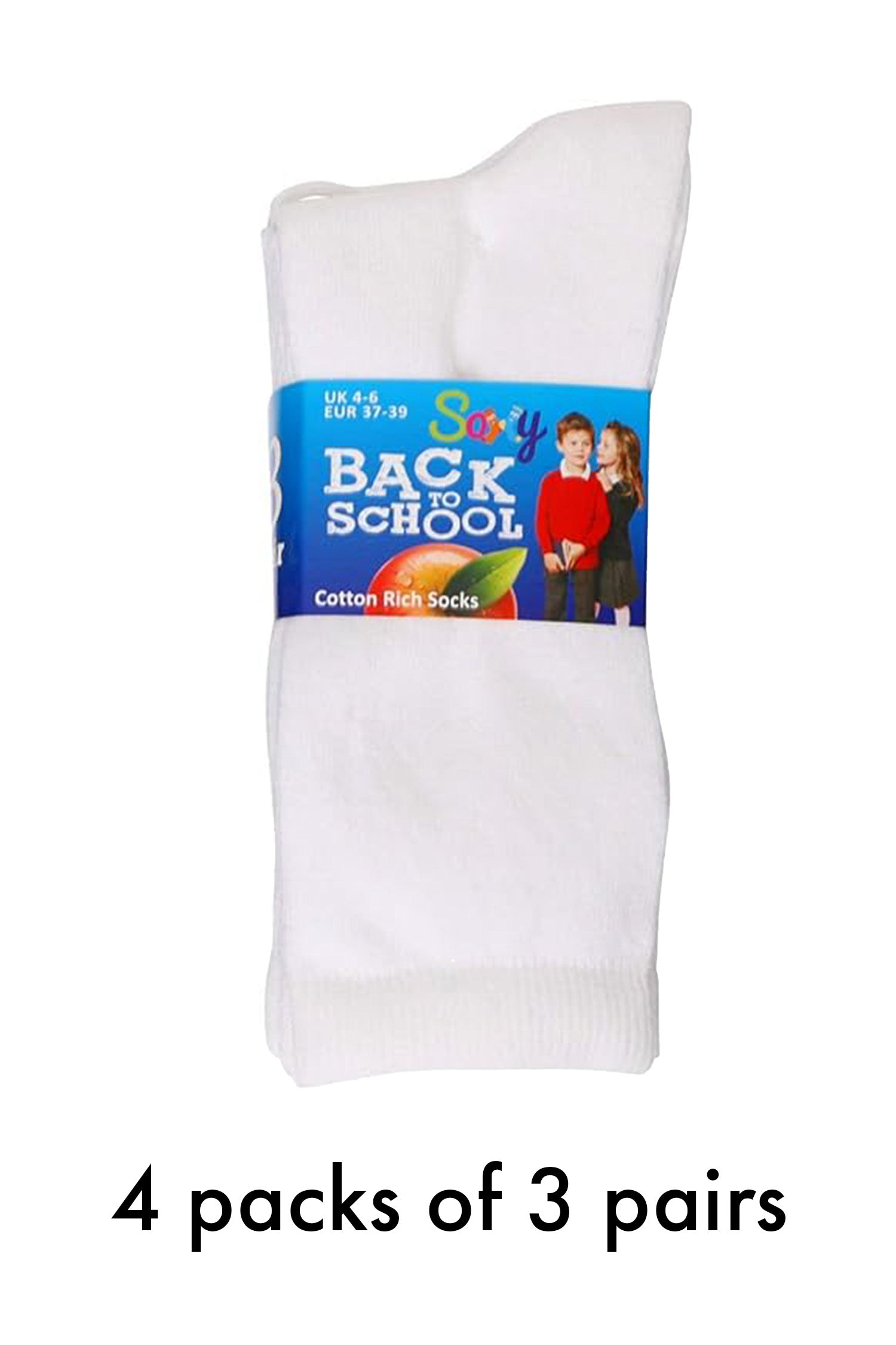 Cotton Rich Plain School Socks