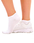 Ladies Bamboo Trainer Ankle Socks, Breathable Low Cut Ankle Trainer Sock - White (6 Pack)