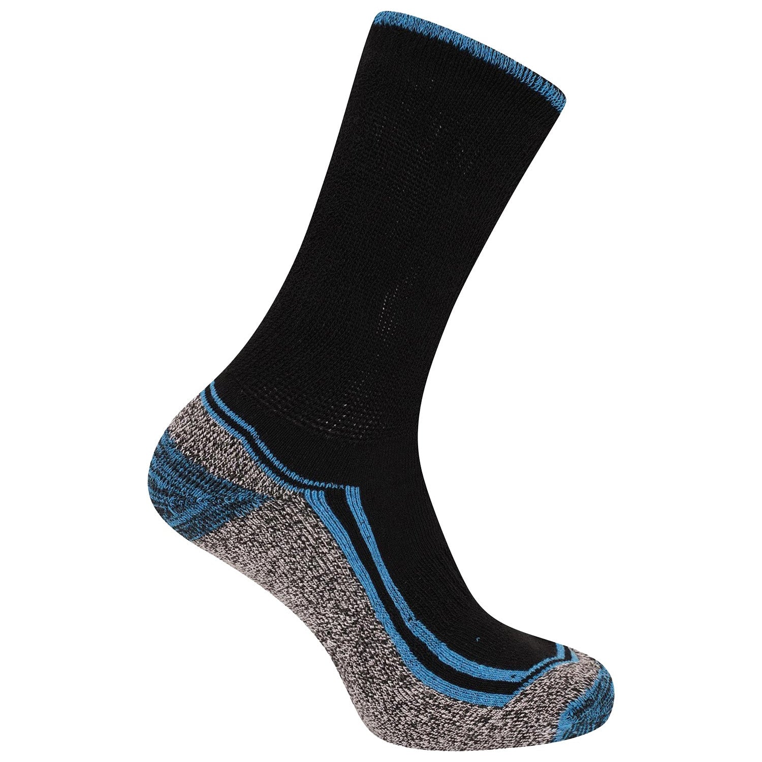 Mens 6 Pack Non Elastic Bamboo Mid Calf Work Socks, Anti Sweat Breathable, Suitable for Diabetics - Black Socks with Assorted Colour Trims