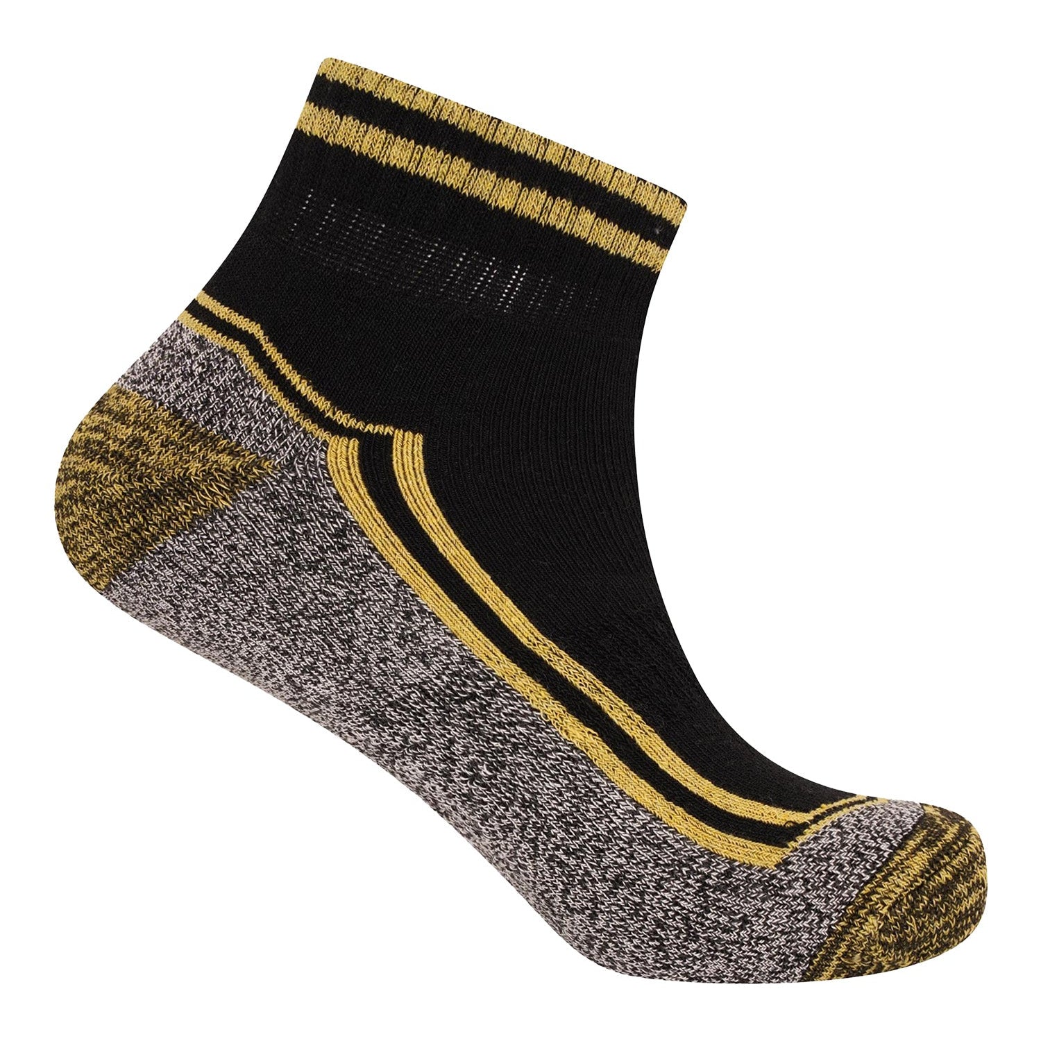 Mens 6 Pack Bamboo Ankle Work Socks, Anti Sweat Breathable, Suitable for Diabetics - Black Socks with Assorted Colour Trims