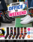 Mens 6 Pack Cotton Rich Bright Design Socks UK 6-11