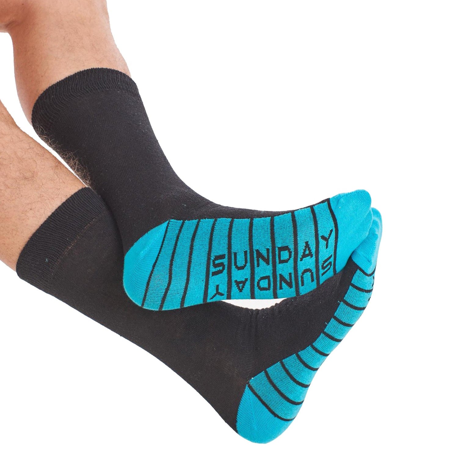 Mens 7 Pack Novelty Socks Cotton Rich Dad Gift, Colour Sole, Heel and Toe - Days of the Week Design