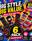 Mens 6 Pack Cotton Rich Bright Design Socks UK 6-11