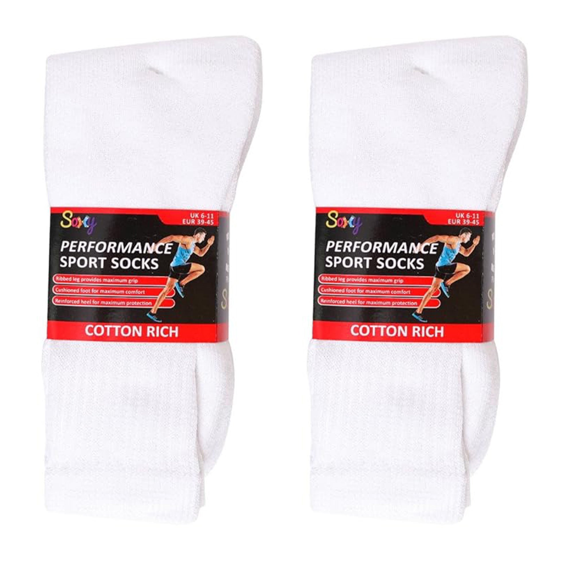 Mens 12 Pack Cotton Rich Sport Socks Work Socks Big Foot - Black and White (UK 12-14)