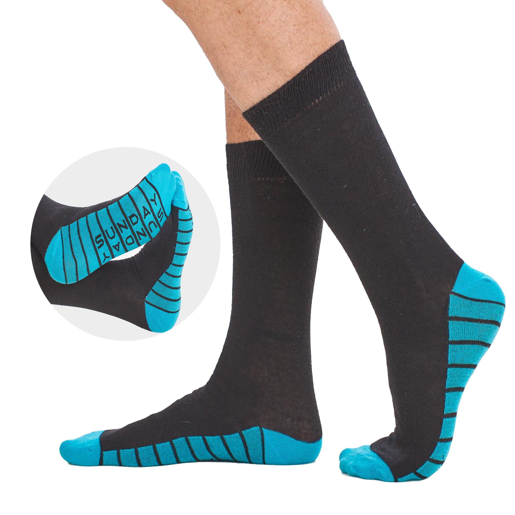 Kids 7 Pack Novelty Socks Cotton Rich Dad Gift, Colour Sole, Heel and Toe - Days of the Week Design