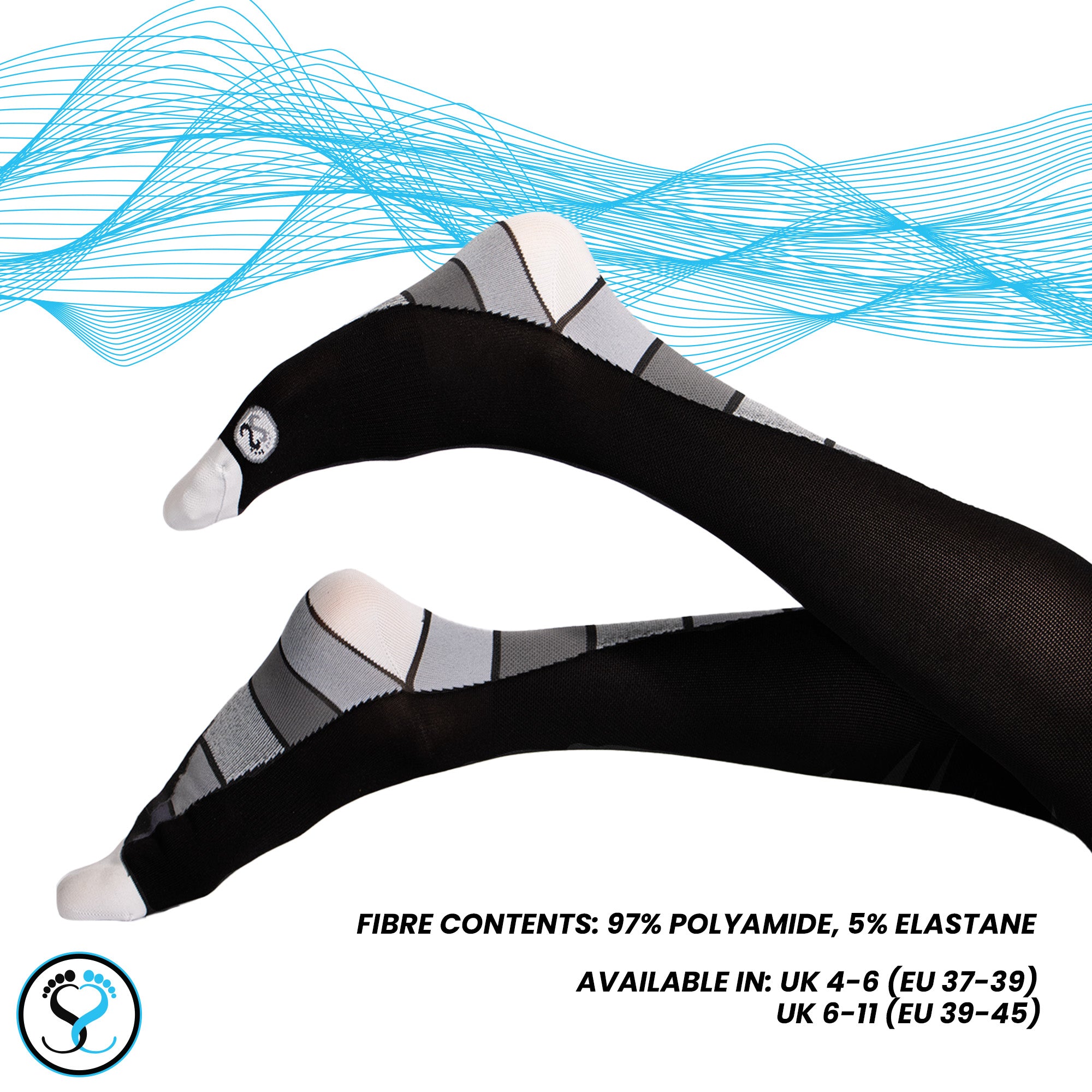 Ladies Compression Socks - Circulation &amp; Achilles Support - UK 4-6
