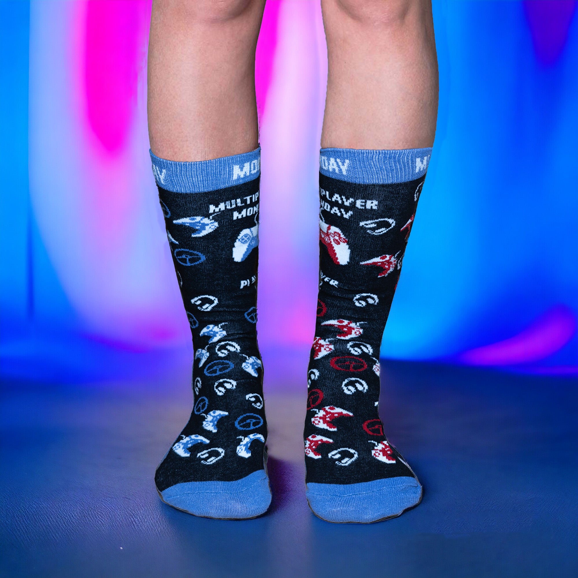 Mens 7 Pack Socks - Days of the Week and Gaming Novelty Design - Cotton Rich
