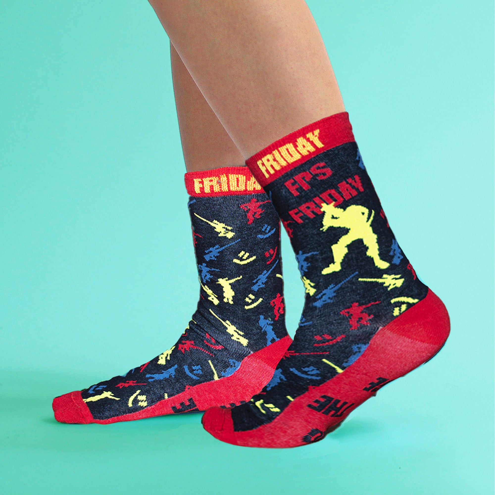 Mens 7 Pack Socks - Days of the Week and Gaming Novelty Design - Cotton Rich