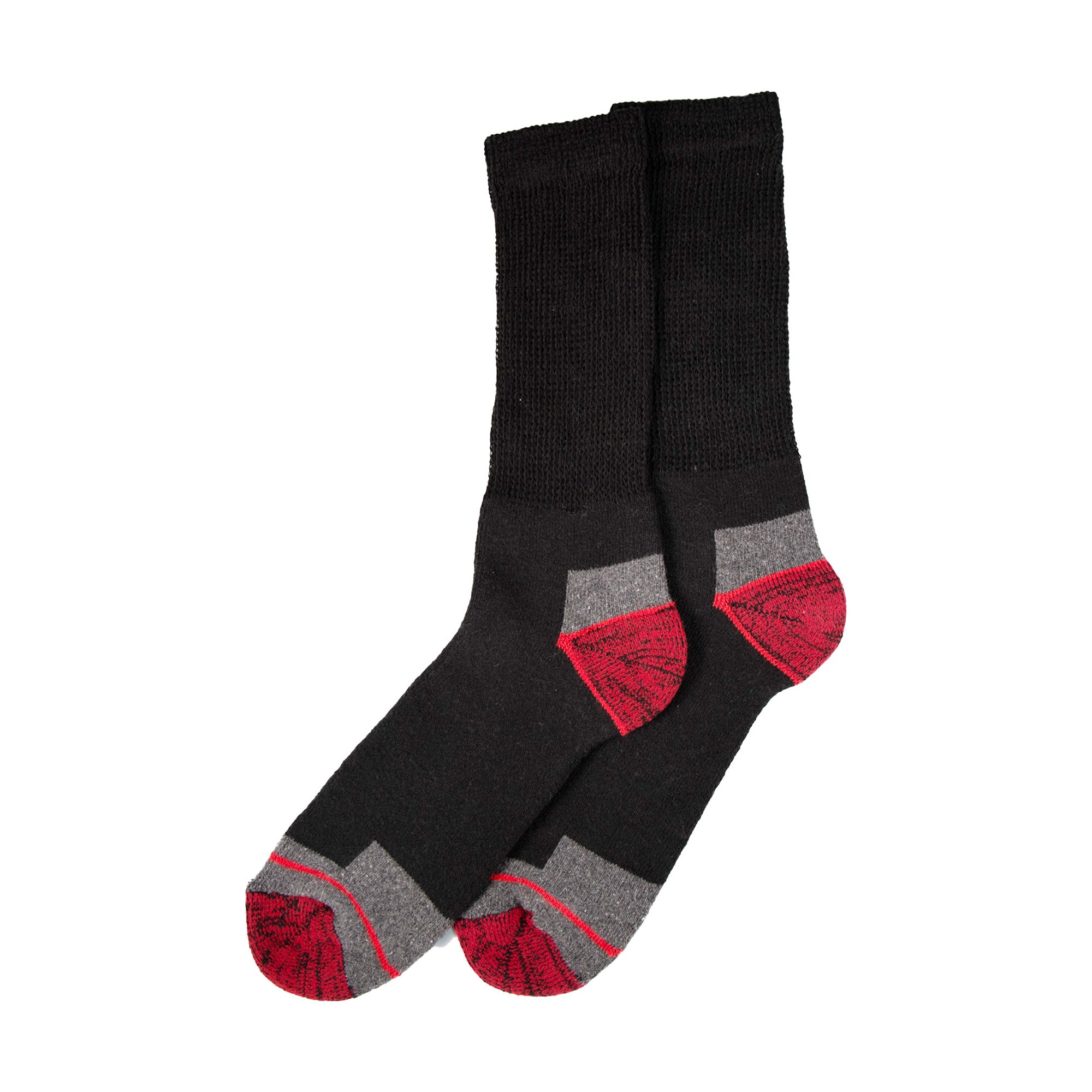 Mens 6 Pack Heavy Duty Non Elastic Work Socks, Safety/Steel Toe Boot Socks - Black