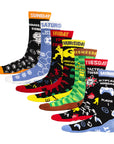 Mens 7 Pack Socks - Days of the Week and Gaming Novelty Design - Cotton Rich