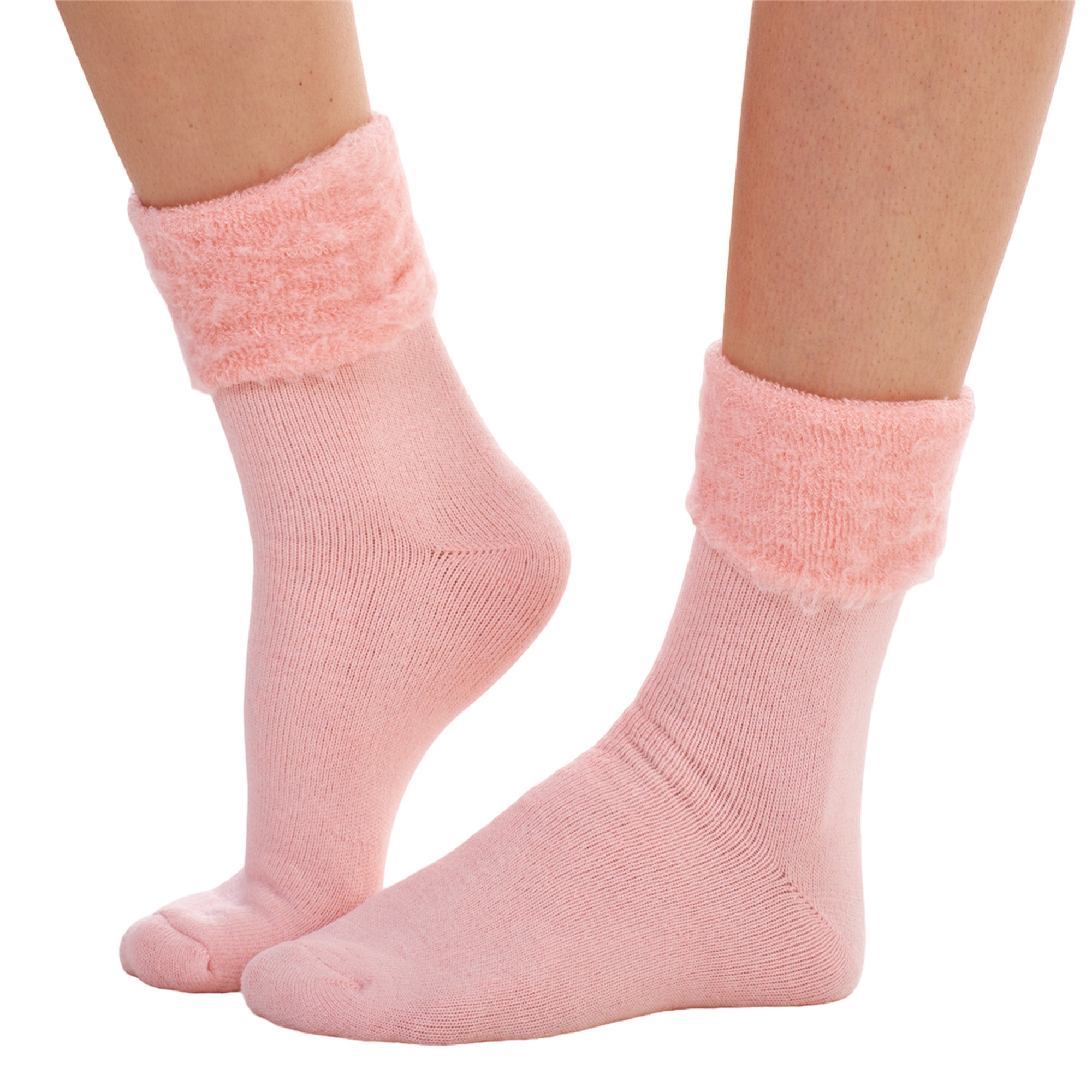 Ladies 6 Pack Bed Socks - Fleece Lined Brushed Thermal - Pastel Assorted Colours