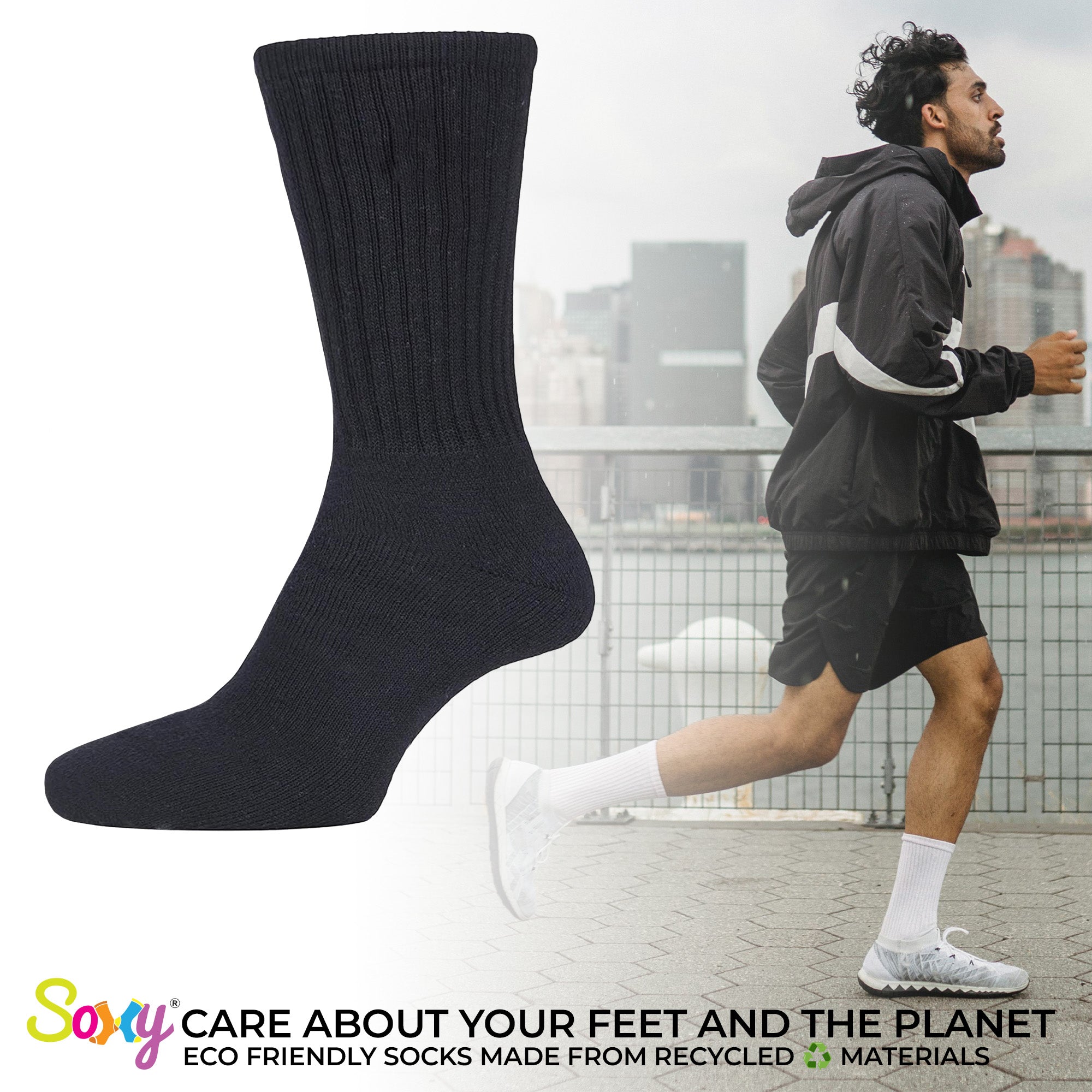 Mens 20 Pack Cotton Rich Sport And Work Socks - Black and White