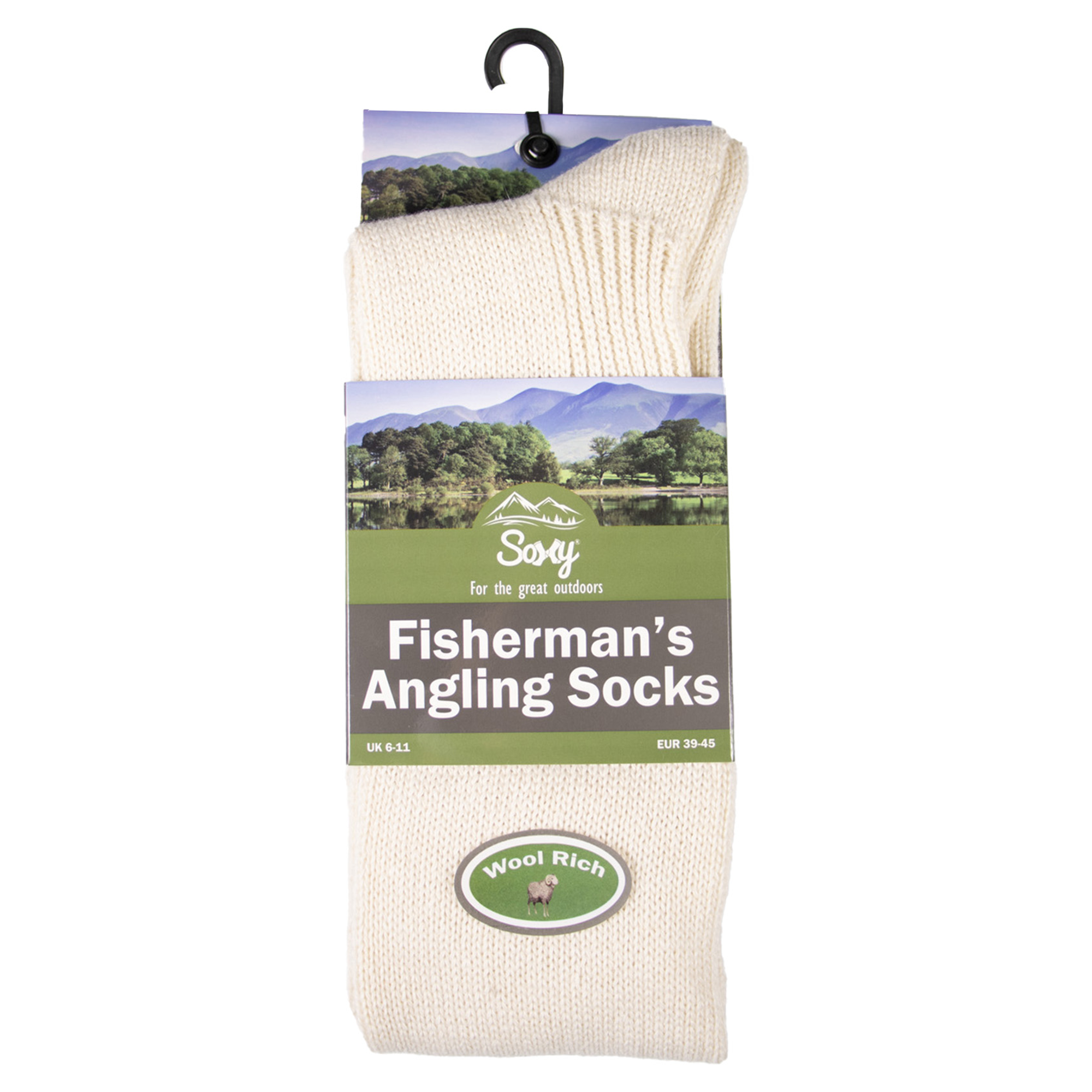 Mens 4 Pack Fisherman Angling Boot Country Fishing Socks - Cream