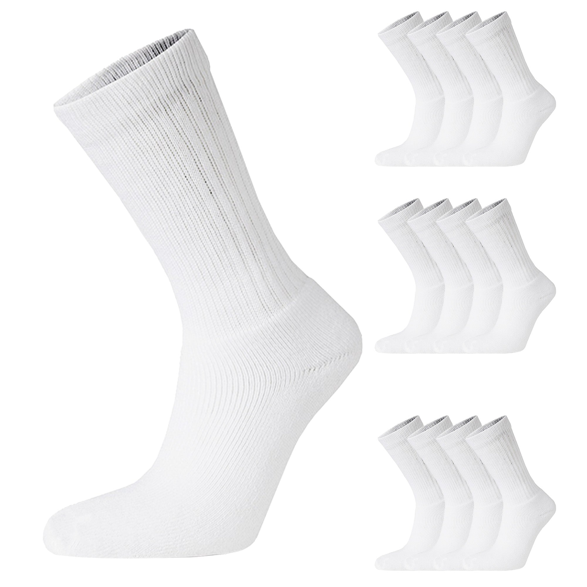 Mens 12 Pack Cotton Rich Sport Socks Work Socks Big Foot - Black and White (UK 12-14)