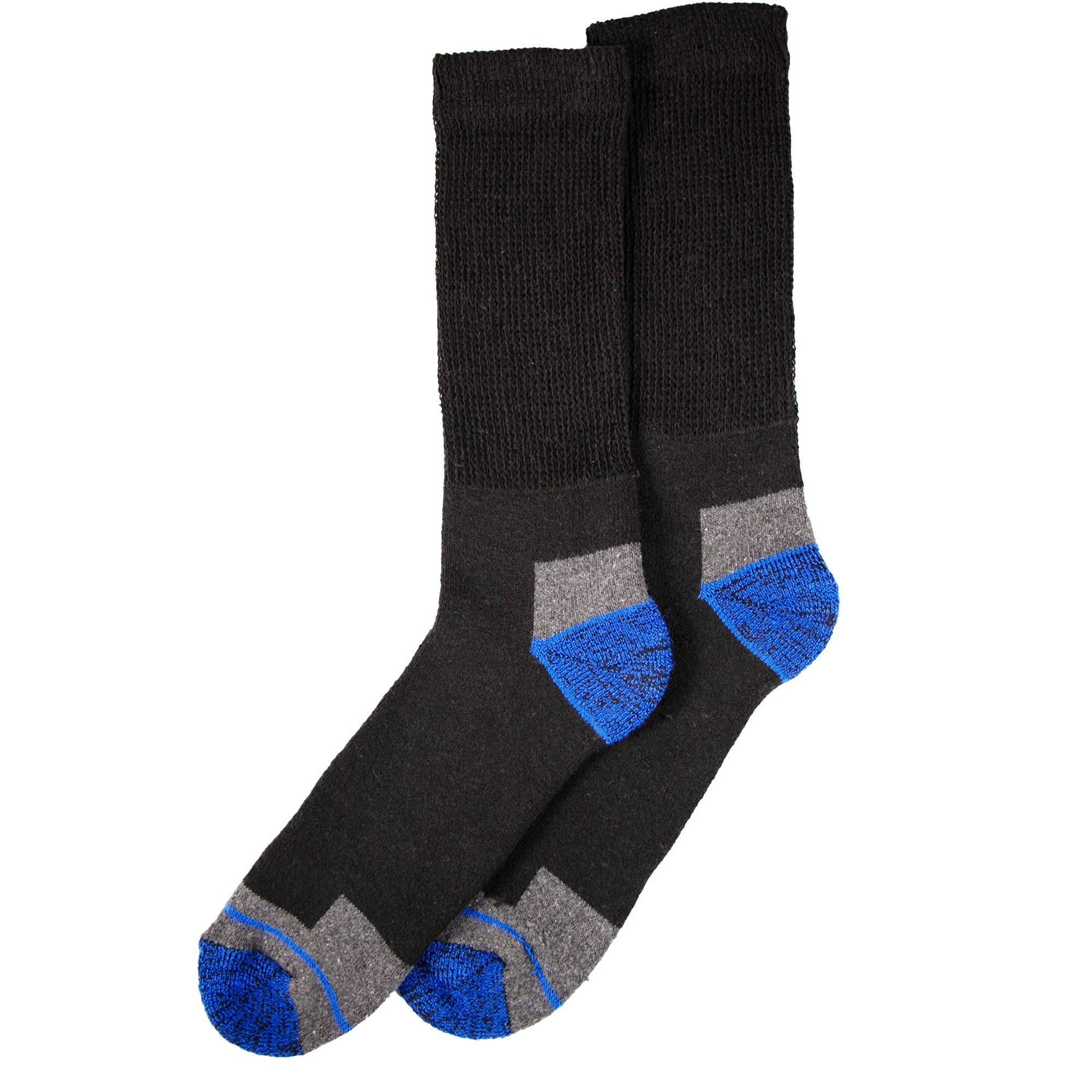 Mens 6 Pack Heavy Duty Non Elastic Work Socks, Safety/Steel Toe Boot Socks - Black
