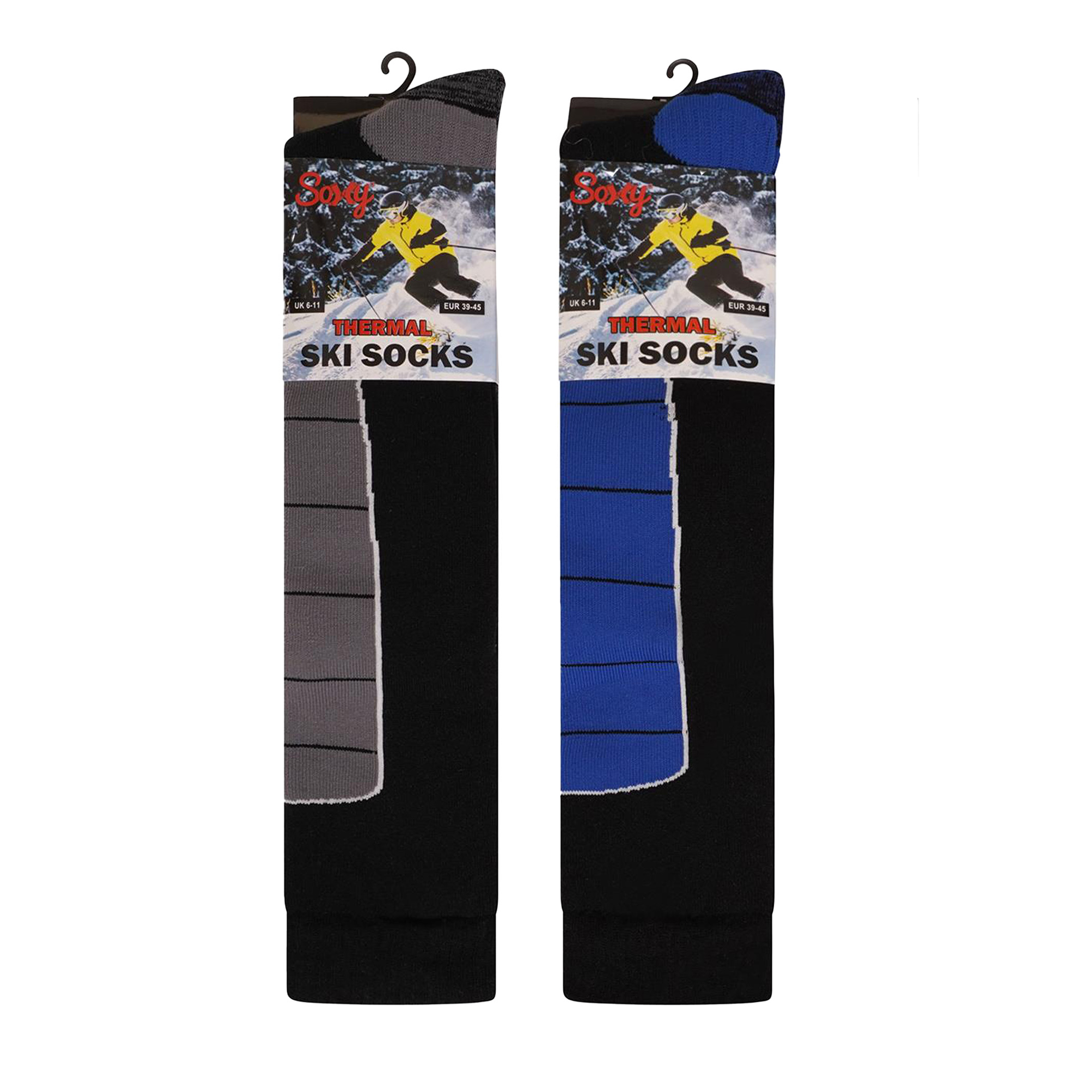 Mens 5 Pack High Performance Thermal Ski Socks - Multicoloured