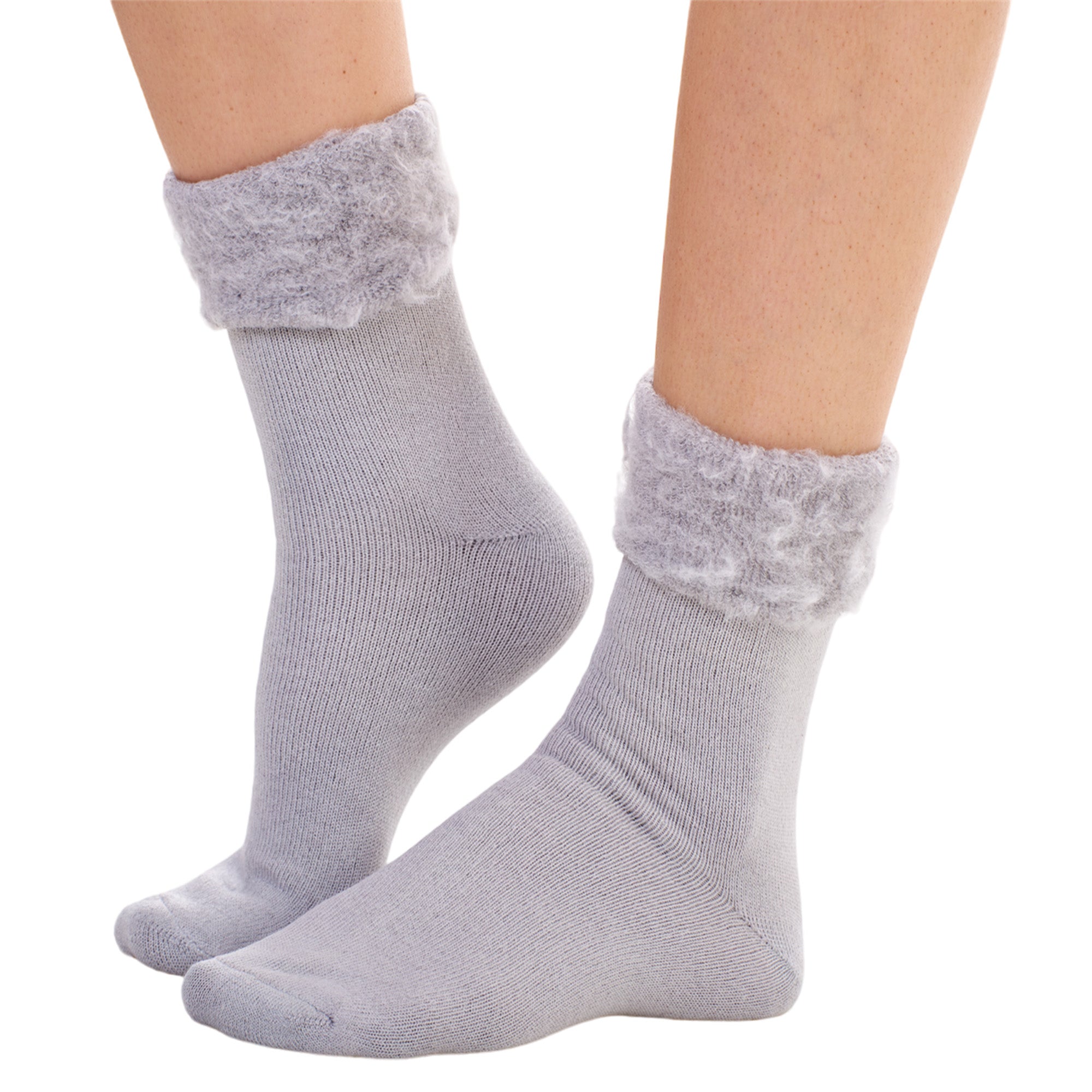 Ladies 6 Pack Bed Socks - Fleece Lined Brushed Thermal - Pastel Assorted Colours