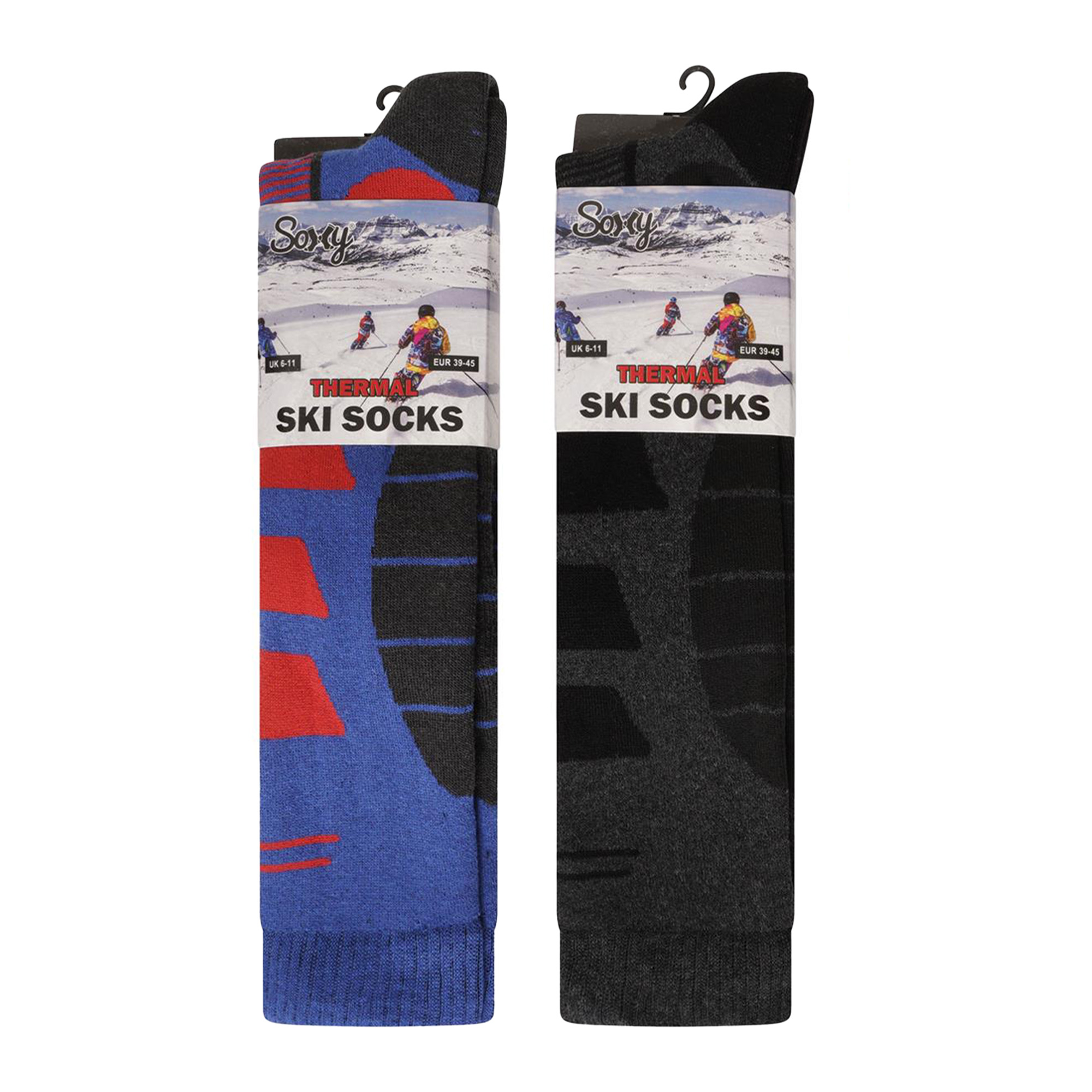 Mens 5 Pack High Performance Thermal Ski Socks - Multicoloured