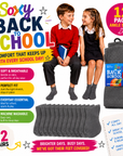 Kids 12 Pack Ankle Cotton Rich Plain School Socks - Grey