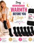 Ladies 6 Pack Bed Socks - Fleece Lined Brushed Thermal -Black