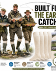 Mens 4 Pack Fisherman Angling Boot Country Fishing Socks - Cream