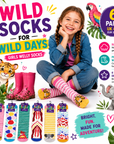 Kids 6 Pack Thermal Wellington Boot Socks - Multi Jungle Designs