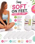 Ladies 6 Pack Bamboo Trainer Ankle Socks, Breathable Low Cut Ankle Trainer Sock - White