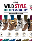 Mens 6 Pack Novelty Socks Cotton Rich Dad Gift - Animal Print