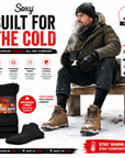 Mens 6 Pack Brushed Thermal Socks - Black