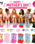 Ladies 6 Pack Mothers Day Mum Socks - Mum Themed Fun Designs - Combed Cotton Rich