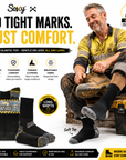 Mens 6 Pack Heavy Duty Non Elastic Work Socks, Safety/Steel Toe Boot Socks - Black