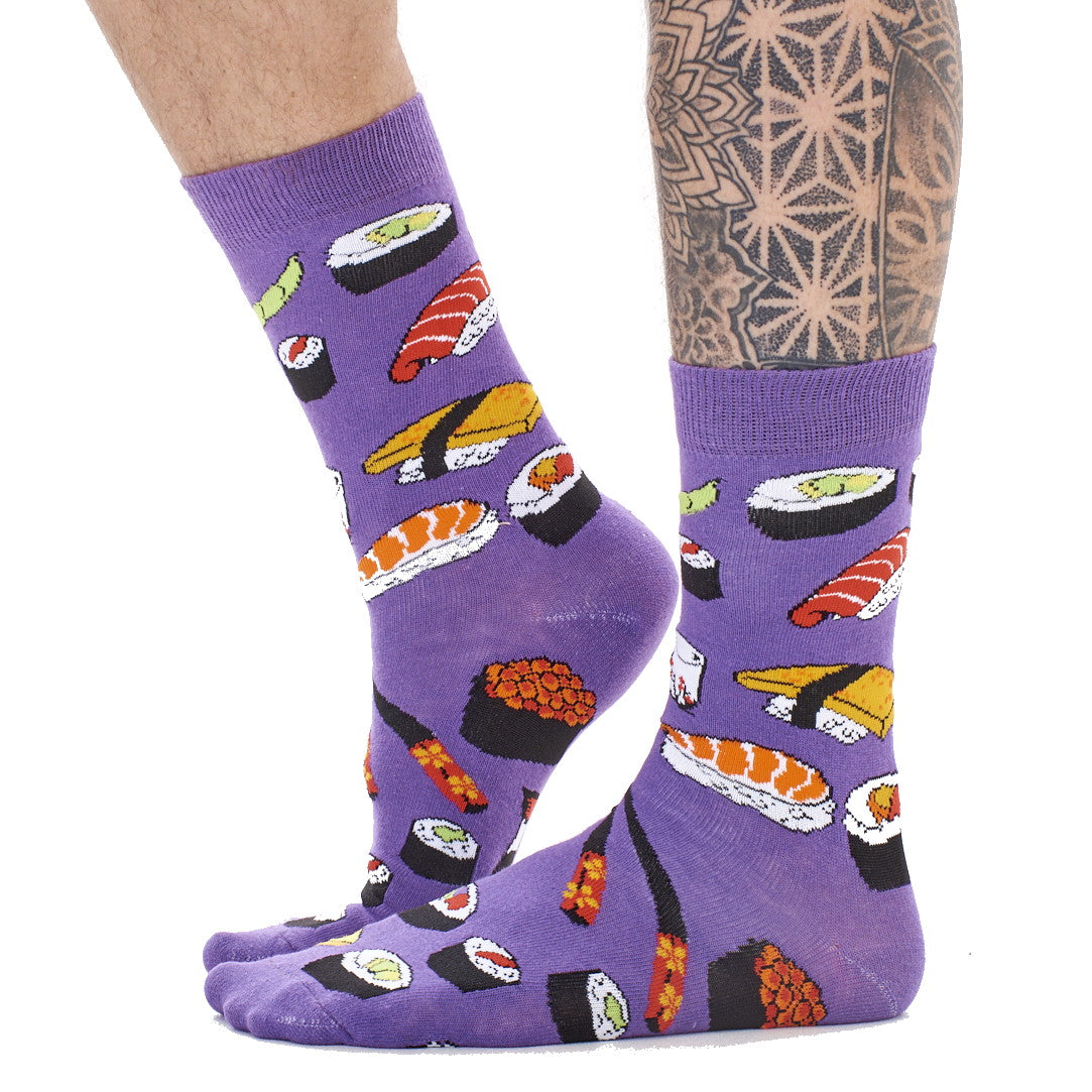 Mens 6 Pack Novelty Socks Cotton Rich Dad Gift - Sushi Designs